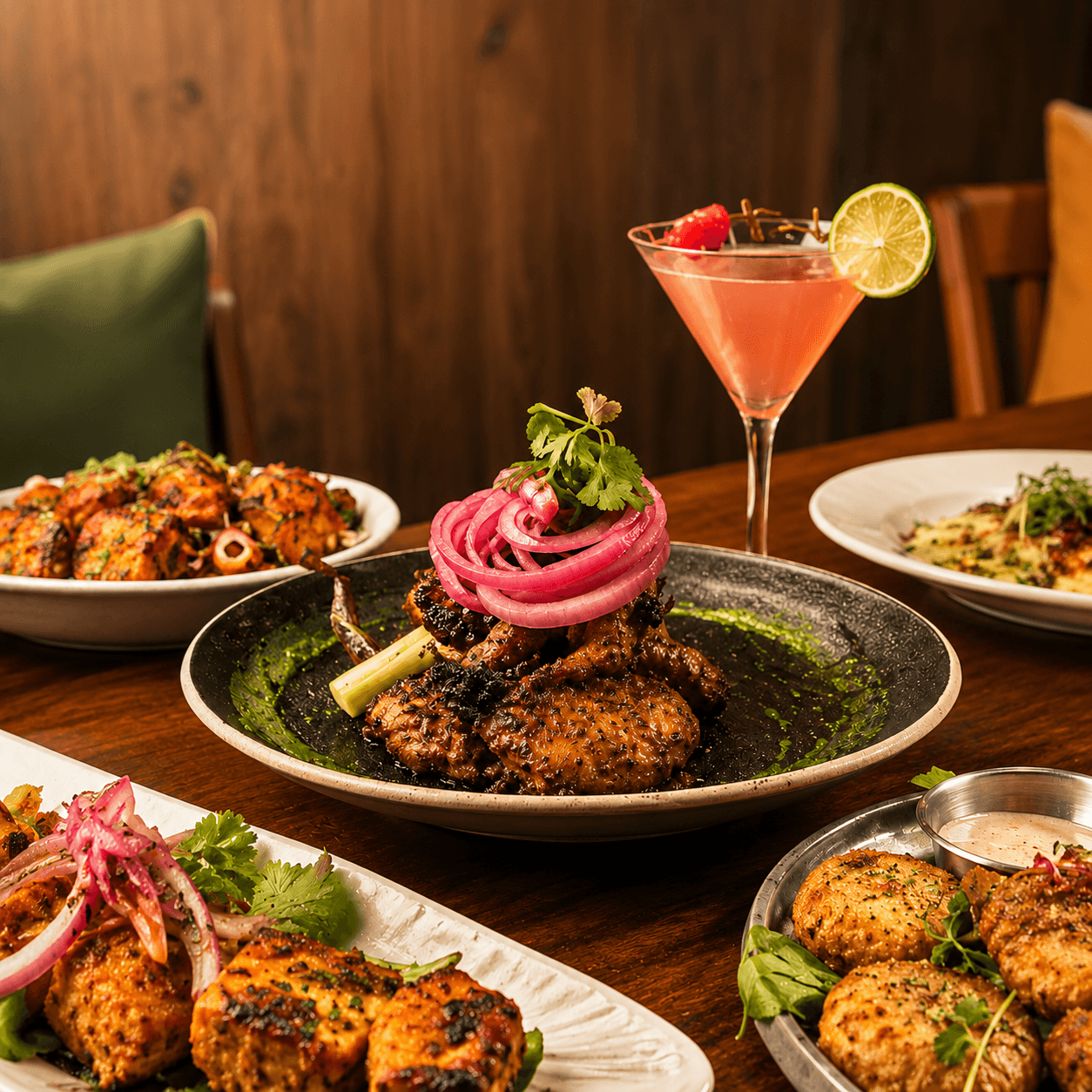 Restaurant hero background showcasing our signature dishes